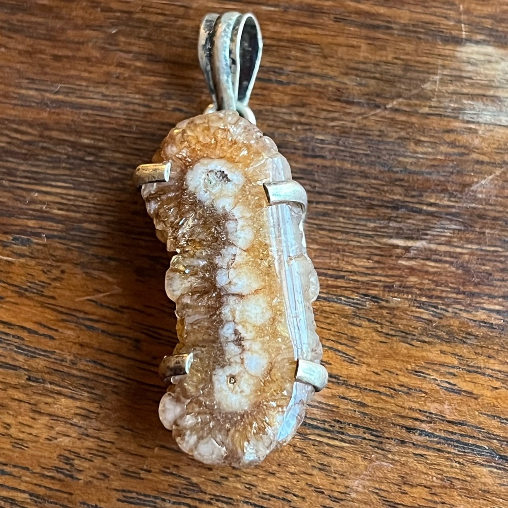 Handcrafted Druzy Agate Quartz Pendant set in Sterling Silver!